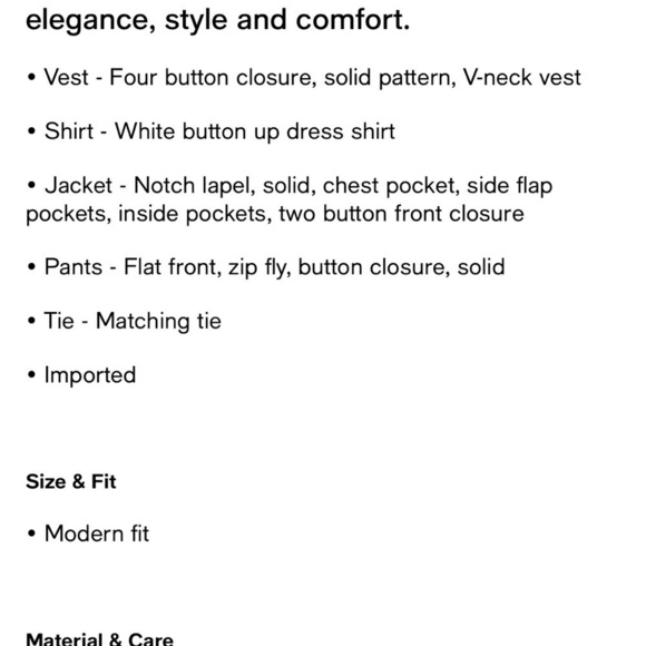 Perry Ellis 5-Piece Shirt, Tie, Jacket, Vest and Pants Solid Suit Set - Picture 7 of 12